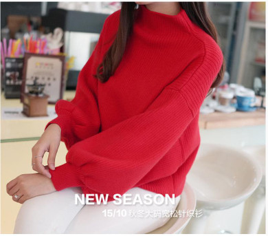 Muridou New Winter Women Sweater Fashion Turtleneck Sweater Batwing Sleeve Pullovers Loose Knitted Sweater Females Jumper Tops