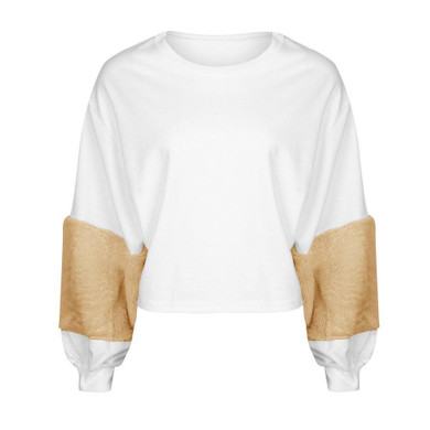 New 2017 Fashion Women Casual Plush Long Sleeve O-neck Loose Hoodie Velvet Patchwork Pullover Tops