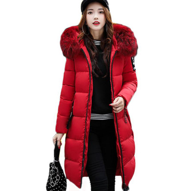 New 2017 Fashion Warm Winter Jacket Women Big Fur Thick Slim Female Jacket Winter Women Hooded Coat Down Parkas Long Outerwear