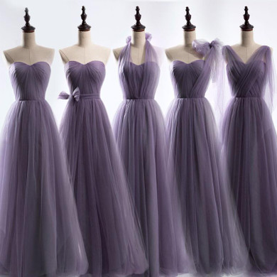 ENGERLA Long Tulle Bridesmaid Convertible Dresses Floor Length Wedding Bridesmaid Dress Lace Up Back Custom Made