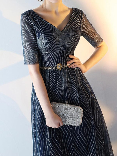 Elegant V-neck Waisted Evening Dress Elegant V-neck Waisted Evening Dress