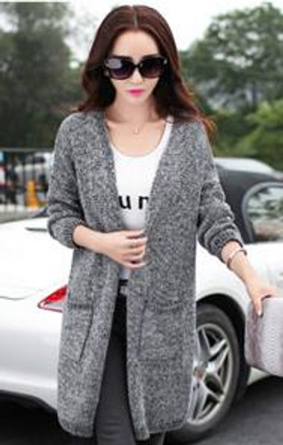 New spring autumn plus size Woman Open Stitch cardigan Trench Coat Knitted long top wear Fashion slim women sweater Windbreaker