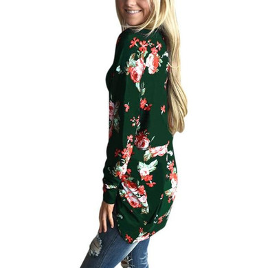 Autumn Women Casual Outwear Boho Irregular Long Sleeve Wrap Cardigans Loose Floral Print Basic Coats Tops Casacos Y1