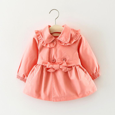 Autumn Baby Girls Long Sleeve Lapel Collar Bow Trench Coat Kids Jacket Outerwear Children's Clothes casaco roupas de bebe