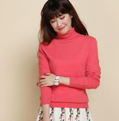 Autumn and winter turtleneck sweater women slim sweater women's cashmere pullover sweater thickening basic sweater wool