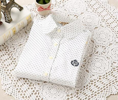 Autumn And Winter Fashion Ladies Office Cotton Shirt Polka Dot Blouse Women Long Sleeve Shirt