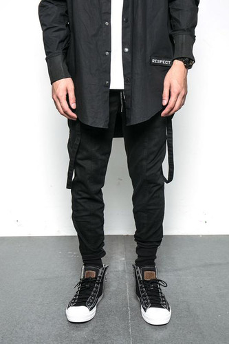 Hip Hop Fashion Men's Pants Justin Bieber Harem with Zippers Drop Crotch Pants  Mens Joggers Black