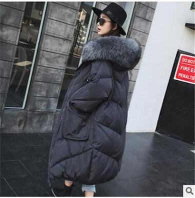 HIJKLNL Female Thick Down Jacket Women Long Winter Overcoats With Big Fur Collar 2017 New Long Down Parkas Hooded Coats PL185