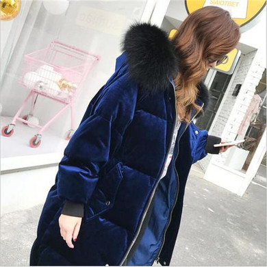 HIJKLNL Female Hooded Overcoats 2017 Winter Women 90% White Duck Down Coats Down Jacket Korean Velvet Down Parkas Long LZ547