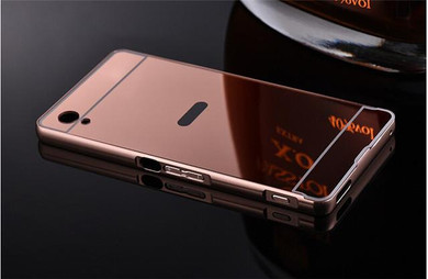 Case For Sony Xperia M4 aqua Z1 Z2 Z3 Z4 Z5 Z5 Compact Aluminum Frame + Mirror Acrylic Back Cover For Sony M4 Plating