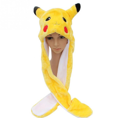 Cartoon Soft Short Plush Warm Pikachu Hat Cartoon Animal Scarf Cap Earflaps Gloves Children Kids