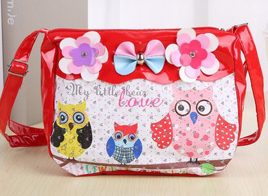 Cartoon Cute Kids Children Messenger Bags Owl Printing PU Satchel school bags for kindergarten girls bow crossbody shoulder bags