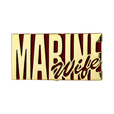 Marine Corps Wife Gold on Red 1" Lapel Pin