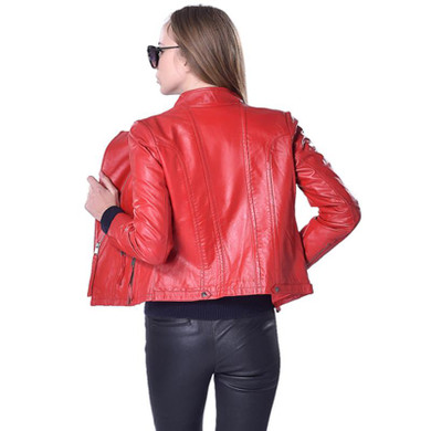 MAPLESTEED Brand Genuine Leather Jacket Women 100% Lambskin Sheepskin Jackets Black Pink Red Color Women Leather Coat Spring 018