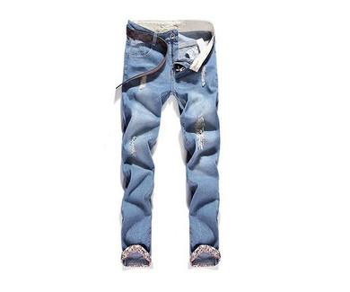 2017 New Blue Ripped Jeans Men With Holes Denim Super Skinny Famous Designer Brand Slim Fit Jean Pants Scratched Biker Jeans