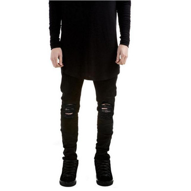 2017 New Black Ripped Jeans Men With Holes Denim Super Skinny Famous Designer Brand Slim Fit Jean Pants Scratched Biker Jeans 2017 New Black Ripped Jeans Men With Holes Denim Super Skinny Famous Designer Brand Slim Fit Jean Pants Scratched Biker Jeans