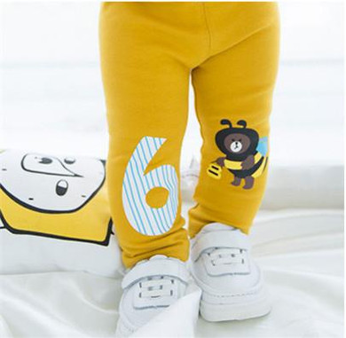 2017 New Baby Pants Cute Cartoon Bear Baby Boy Girl Leggings Elastic Waist Toddler Infants Trousers Brand Cotton Baby Pants