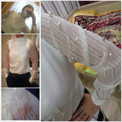 lollas 2017 New Spring Elegant Organza Bow of Pearl White Blouse Casual Chiffon Shirt Women Vintage Sleeve Blouses and Tops