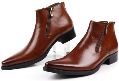LOISWORD Large size EUR46 black / Brown tan / blue zipper mens ankle boots genuine leather business boots mens dress shoes