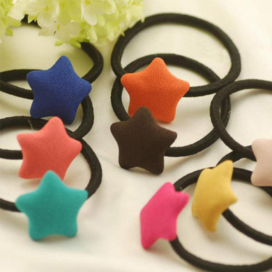 LNRRABC 3PCS/Set Print Heart Pentagram Round Candy Color Girls Lovely Hair Rope Elastic Hair Bands Hair Accessories