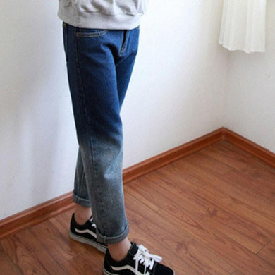 Fashion 2015 Boyfriend Jeans Woman Gradient Women Jeans Loose Vintage High Waist Jeans For Women Hot Denim Pants Trousers
