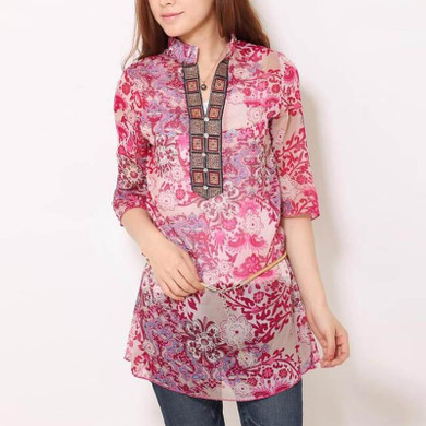 Faroonee 2018 Floral Print Blouse Plus Size S-5XL Blouses Summer Cool Chiffon Blusas Feminina Floral Print Blusa Women TopsQ4122