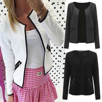 2017 Female Outwear Black White Plus Size Spring Autumn Plaid Women Thin Coats Short Jackets Casual Slim Blazers Suit Cardigans