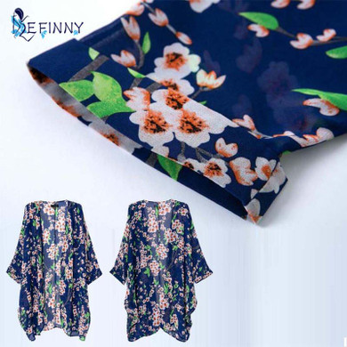 2017 Fashion Women Summer Blouse Seaside Kimono Cardigan Floral Printed Half Sleeve Casual Loose Long Beach Blouses