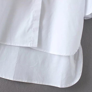 2017 Fashion Women Solid color Stand collar Long shirts Flare Sleeve Blouses Casual Loose Tops chemise femme blusas S1668