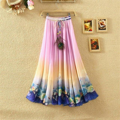 2017 Fashion Women Maxi Skirts Casual Elegant Saia Longa Chiffon Bohemian Vintage Summer Female Long Skirt Flower Ethnic Clothes 2017 Fashion Women Maxi Skirts Casual Elegant Saia Longa Chiffon Bohemian Vintage Summer Female Long Skirt Flower Ethnic Clothes
