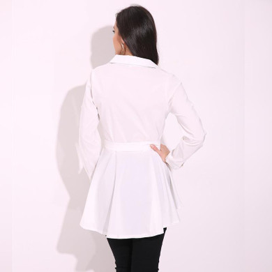 2017 Fashion Women Blouses Spring Autumn Turn-down Collar Long Sleeve Belted Shirts Casual Solid Long Tops Plus Size Blusas