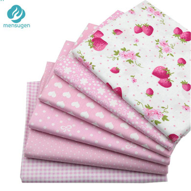 Mensugen 6pcs/lot 40cm*50cm Pink Series Floral Cotton Fabric for Sewing Quliting Patchwork Tilda Doll Cloth Scrapbook Material