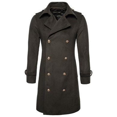 Mens Trench Coat 2017 Winter Long Wool Trench Coat Men Slim Fit Pea Coat Windbreaker Casual Men's Jackets Coats Abrigo Hombre