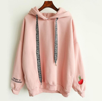 Female Loose Hooded Sweatshirt Cashmere Harajuku Embroidery Letter Drawstring Kawaii Street Hooded Sweet Pullover Tracksuit Tops