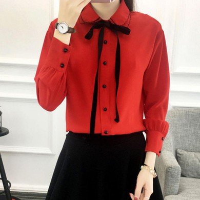 2017 New Style Lady White Shirts Formal Chiffon Blouse Work Blouse Korean Women Clothing Work Wear Office Ladies OL Tops Shirts