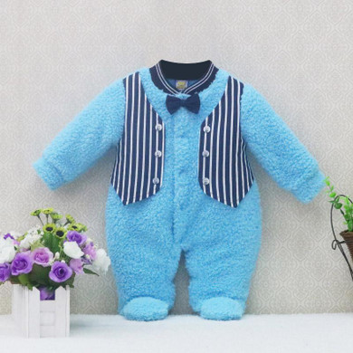 2017 New Style Coral Fleece Newborn One Piece Boys Rompers Warm Winter Baby Girls Formal Clothes Toddler Sleepwear