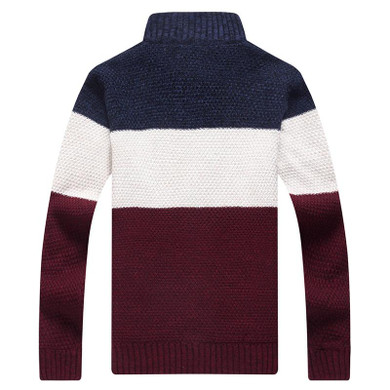 2017 New Stand Collar Sweater Men Autumn Winter Splice Sweater Men's Casual Coat Cardigan Thickening Wool Jacket M-3XL S262-1