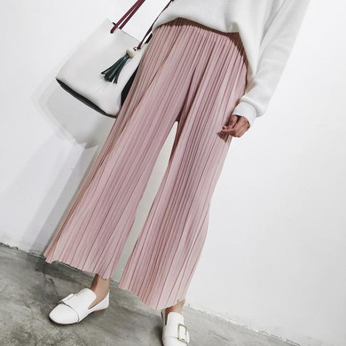 2017 New Spring Korean High Waist Pleated Loose Women's Casual Pants Nine Points Leisure Thin Chiffon Wide Leg Pants Trousers 2017 New Spring Korean High Waist Pleated Loose Women's Casual Pants Nine Points Leisure Thin Chiffon Wide Leg Pants Trousers