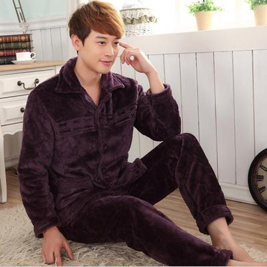2017 New Spring Autumn Winter coral fleece Men Sleepwears Male Set plus size XXXL Thick flannel lounge long-sleeve Pajama Sets