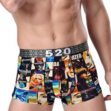 Free Shipping Silk underwear men boxer Summer Ultrathin Sexy shorts Young red lips seamless underwear R2