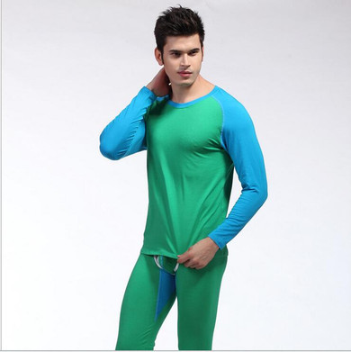 Free shipping New wj men's thermal underwear set basic shirt 100% cotton male underwear long johns set 9 colors