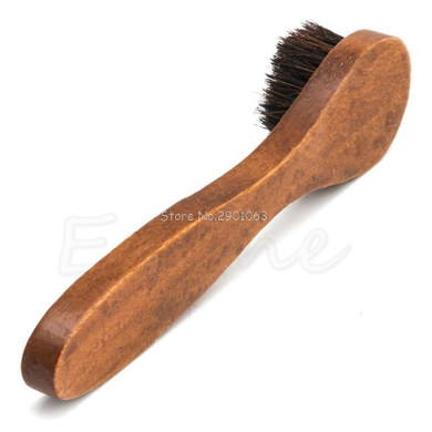Long Wood Handle Bristle Horse Hair Brush Shoe Boot Polish Shine Cleaning Dauber Drop Ship