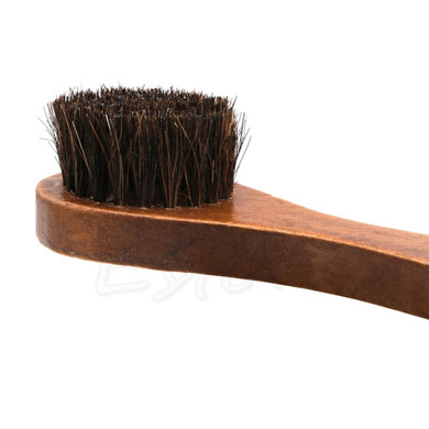 Long Wood Handle Bristle Horse Hair Brush Shoe Boot Polish Shine Cleaning Dauber