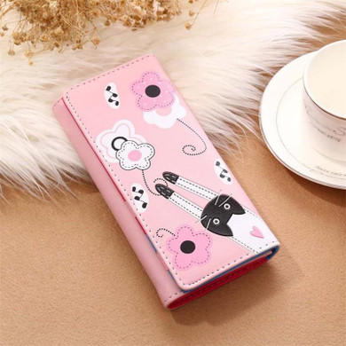 Long Wallet Women Cat Flowers Pattern Hasp Coin Purse Card Holders Hand bag portefeuille femme wallet women luxury brand 2.8#