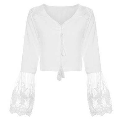 Long Sleeve Womens Boho Shirt White Lace Blouse 2017 Summer Ladies Dentelle Mesh Tops Femme Blusas Female Tunic Sexy Crop Tops