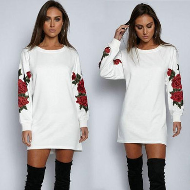 Long Sleeve Hoodie Sweatshirts Flower Cotton New Pullover Sweatshirt Tops Clothes Fashion Women Ladies Clothing Casual