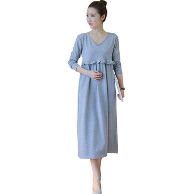 Long Sleeve Dresses For Pregnant Women Nursing Maternity Dress Feeding Clothes Breastfeeding Pregnancy Clothing Autumn Winter