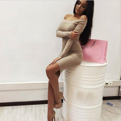 Long Sleeve Autumn Winter Pencil Dress Women Sexy Off Shoulder Bodycon Bandage Party Dresses Robe Vestidos Y1