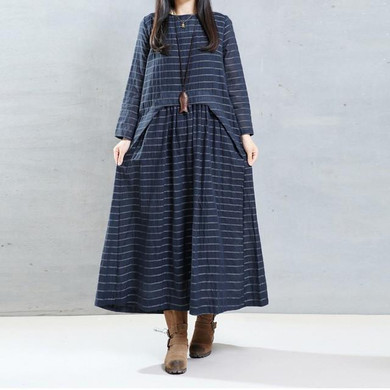 Casual Loose Long Maxi Dress 2017 Autumn ZANZEA Women Vintage Striped  Dresses O Neck Long Sleeve High Waist Vestidos Oversized