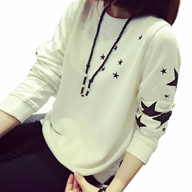 Casual long-sleeved loose moon and star printing hoodies women's casual sweatshirt hoody sudaderas